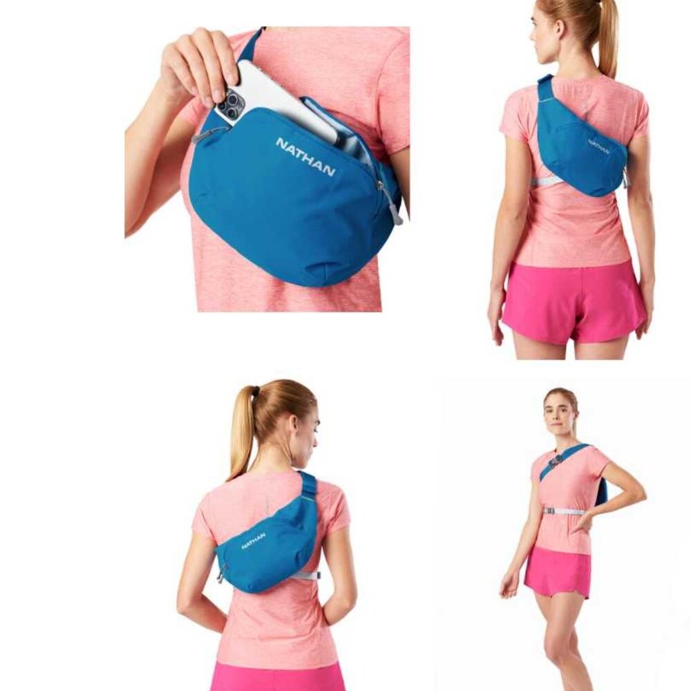 New Nathan Limitless Run 2L hydration sling fanny bag in Deep Blue